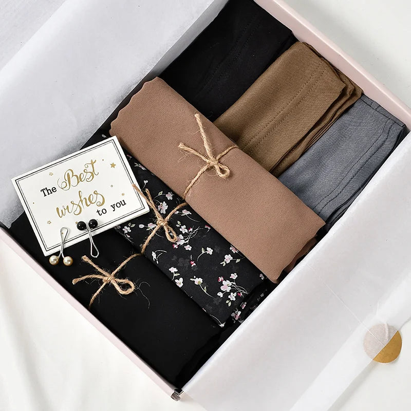 🌙 Noor Haven Luxe Hijab Gift Set – Elegant & Soft Chiffon Cotton Scarves