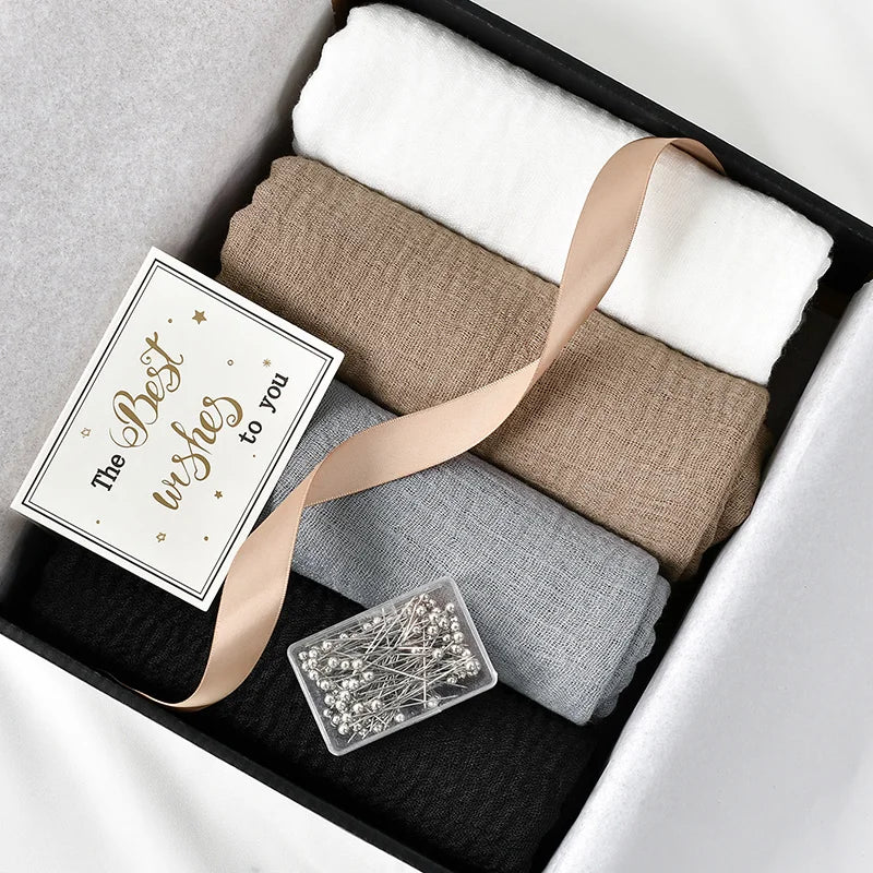 🌙 Noor Haven Luxe Hijab Gift Set – Elegant & Soft Chiffon Cotton Scarves