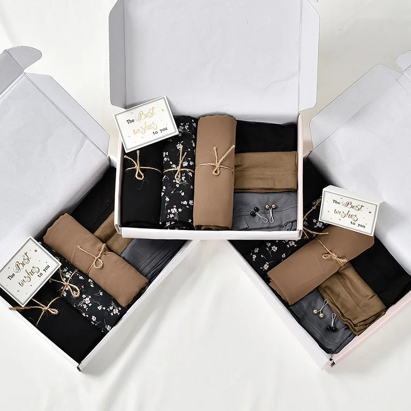 🌙 Noor Haven Luxe Hijab Gift Set – Elegant & Soft Chiffon Cotton Scarves